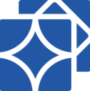 Blue geometric abstract pattern on black background.